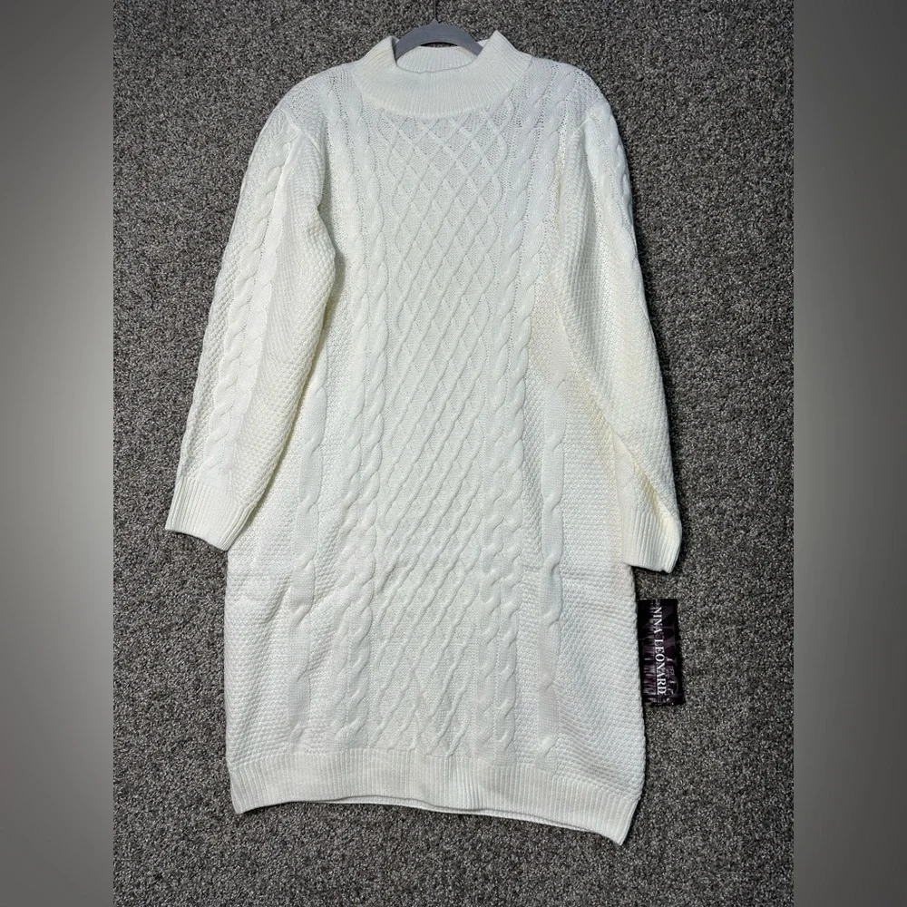 NWT Nina Leonard Cable-Knit Sweater Dress Size XL - Picture 4 of 7